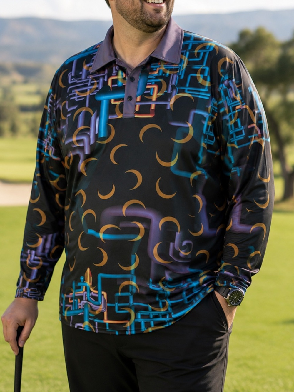 Dan Flashes Long-Sleeve Polo performance shirt